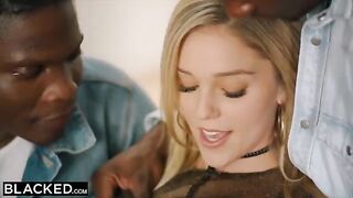 Petite blonde Kali Rose gets her pussy railed by six BBCs in intense action