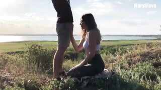 A girl was having training outdoors and got fucked hard
