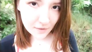 An Asian girl gets fucked outdoors by the first comer in a new city