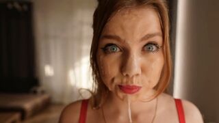 My stepsister messed with me and my balls, so I made a record cumshot on her face