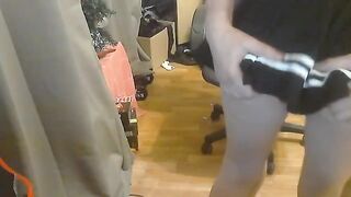 Schoolgirl fucks with her boyfriend at home hard