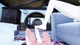 Foot job with the captivating Lumine from Genshin Impact in a hentai feet fap video