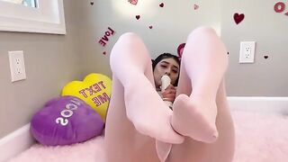 Violet Myers fucks herself on Valentine's Day, embodying her passionate and sensual side as a curvy Latina goddess known for her love of anime and romantic themes