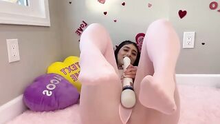 Violet Myers fucks herself on Valentine's Day, embodying her passionate and sensual side as a curvy Latina goddess known for her love of anime and romantic themes
