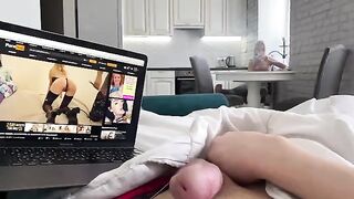 A girl caught her guy wanking and offered to help with her mouth