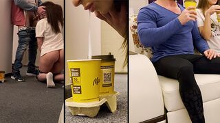 A wife ordered pizza and got the guy’s cock in her mouth and cum in her cup
