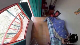 A cute chick works as a maid in a hostel, her shift ends late