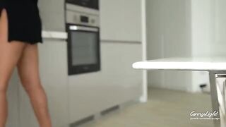 Step mom caught step son jerking off and helps him to cum quick in a steamy scene