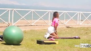 Hot Peruvian gym teacher caught in provocative poses during a private session