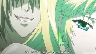 A cute anime girl is fucking with two guys at once