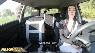Fake instructor cheats with hot student in a car, wild ride!