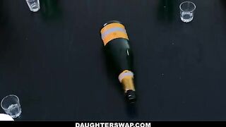 Crazy spin the bottle game with sluts Cielo West and Kourtney Rae and their stepdads