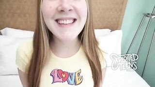 Young redhead with freckles and ginger pubes gets fucked on camera in POV style