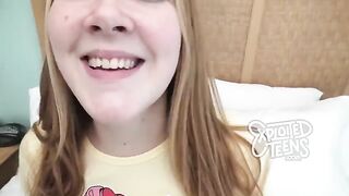 Young redhead with freckles and ginger pubes gets fucked on camera in POV style