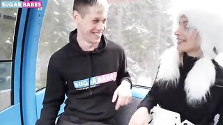 A pretty blonde girl has sex right in the public park