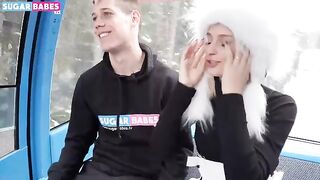 A pretty blonde girl has sex right in the public park