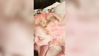 A girl made a mess of her mouth with her husband's dick