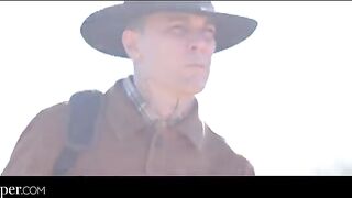 A girl in a cowgirl suit fucks with a guy who loves bad girls