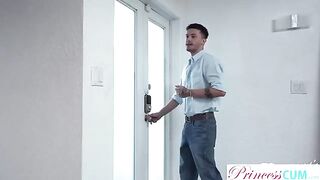 The guy did not leave stepsister unattended, so she approached him herself