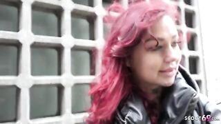 German redhead college teen Ria Red gets fucked by agent on cam