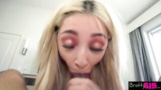 Pervert stepbrother forced skinny stepsis to suck his cock