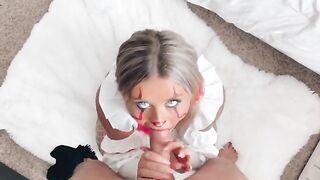 Crazy girl sucked my cock before the Halloween Party