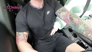 My slutty wife deepthroats my cock while driving in a risky spot