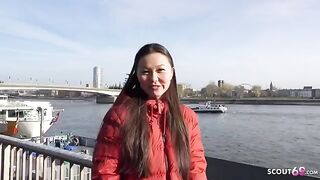 First rimjob and porn with Asia College Girl Luna I, a pick-up and rough fuck
