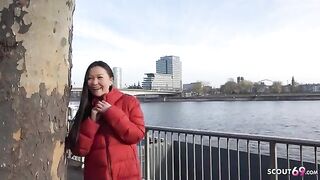 First rimjob and porn with Asia College Girl Luna I, a pick-up and rough fuck