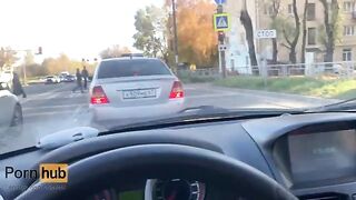 A hot MILF woman got banged by a fake taxi driver outdoors