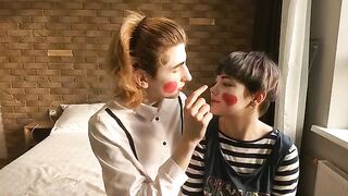 The sexy mime shows her passion through romantic sex