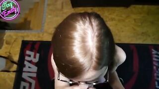 The perverted student got her glasses covered with sperm after the blowjob