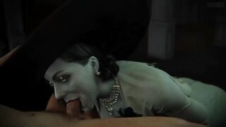 The Lady Dimitrescu gets her pussy eaten by a cum hung