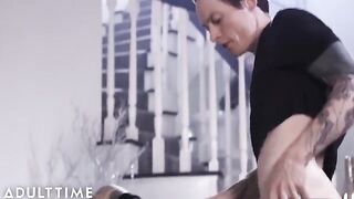 Owen Gray’s huge cock gapes ass of goth Charlotte Sartre in intense anal action