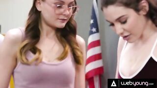 Two girls are fucking in the detention room with Lily Lou