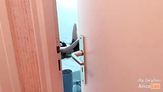 I spy on my stepsister as she masturbates, then offer her my cock and she accepts!