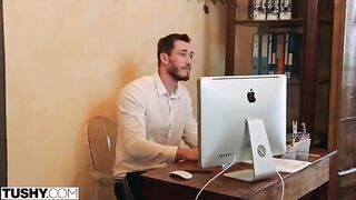 Nancy satisfies her anal curiosity with a hot coworker on TUSHY