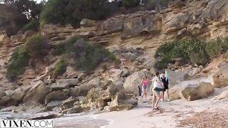 Stranded babe Stunning Sia gets fucked by a vixen on the beach