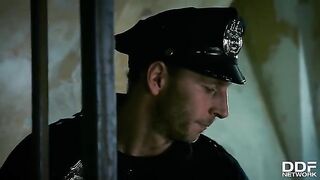 Hardcore threesome in police station with Rosella Visconti and more