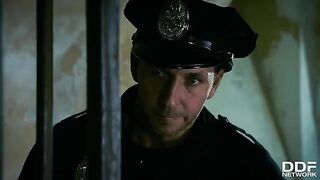 Hardcore threesome in police station with Rosella Visconti and more