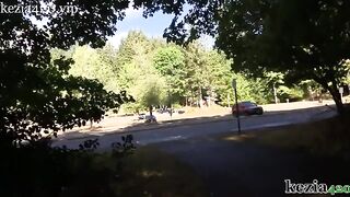 Kezia Slater teaches how to squirt in public on the park’s sidewalk