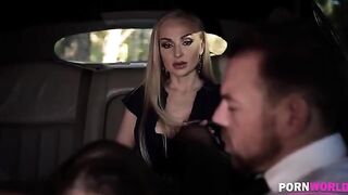 The driver got tired of waiting for the bombshell and fucked with another busty beauty