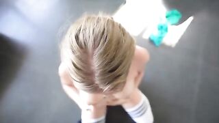 A sweet and sweaty teen gets fucked hard by a guy in the gym