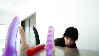 I got my ass and pussy fucked with neighbor's dildos