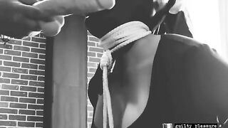 A sexy BDSM sex tape with a bound slave getting fucked in the pussy and mouth
