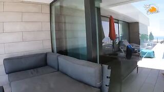A blonde girl with socks, Yuli, fucks her boyfriend passionately