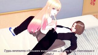 Marin Kitagawa is having fun with a beautiful girl in a dress-up outfit