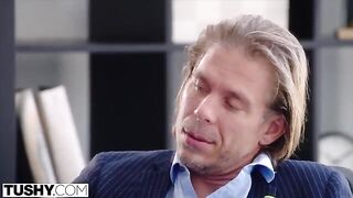 Horny temp Hazel gets fucked by her boss in a steamy scene