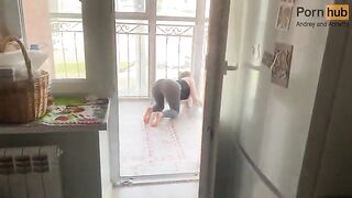 A stepmother got stuck on the balcony and had to call for help