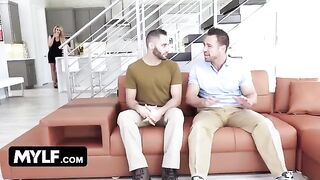 A hot cougar welcomes the hero in her home with a blowjob